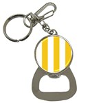 Vertical Stripes - White and Deep Lemon Yellow Bottle Opener Key Chain
