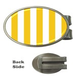 Vertical Stripes - White and Deep Lemon Yellow Money Clip (Oval)