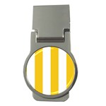 Vertical Stripes - White and Deep Lemon Yellow Money Clip (Round)