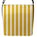 Vertical Stripes - White and Deep Lemon Yellow Flap Closure Messenger Bag (S)