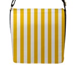 Vertical Stripes - White and Deep Lemon Yellow Flap Closure Messenger Bag (L)