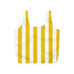 Vertical Stripes - White and Deep Lemon Yellow Full Print Recycle Bag (S)