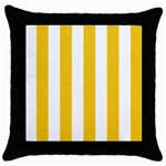 Vertical Stripes - White and Deep Lemon Yellow Throw Pillow Case (Black)
