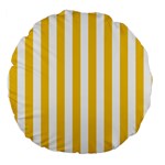 Vertical Stripes - White and Deep Lemon Yellow Large 18  Premium Round Cushion