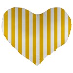 Vertical Stripes - White and Deep Lemon Yellow Large 19  Premium Heart Shape Cushion