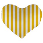 Vertical Stripes - White and Deep Lemon Yellow Large 19  Premium Flano Heart Shape Cushion