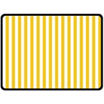 Vertical Stripes - White and Deep Lemon Yellow Fleece Blanket (Large) (One Side)