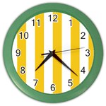 Vertical Stripes - White and Deep Lemon Yellow Color Wall Clock