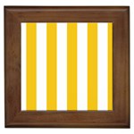 Vertical Stripes - White and Deep Lemon Yellow Framed Tile