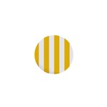 Vertical Stripes - White and Deep Lemon Yellow 1  Mini Button