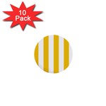 Vertical Stripes - White and Deep Lemon Yellow 1  Mini Button (10 pack)