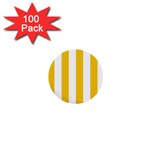 Vertical Stripes - White and Deep Lemon Yellow 1  Mini Button (100 pack)