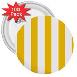 Vertical Stripes - White and Deep Lemon Yellow 3  Button (100 pack)