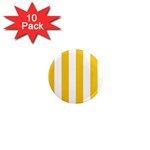 Vertical Stripes - White and Deep Lemon Yellow 1  Mini Magnet (10 pack)