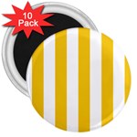 Vertical Stripes - White and Deep Lemon Yellow 3  Magnet (10 pack)