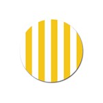 Vertical Stripes - White and Deep Lemon Yellow Magnet 3  (Round)