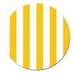 Vertical Stripes - White and Deep Lemon Yellow Magnet 5  (Round)