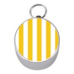 Vertical Stripes - White and Deep Lemon Yellow Silver Compass (Mini)
