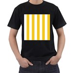 Vertical Stripes - White and Deep Lemon Yellow Men s T-Shirt (Black)