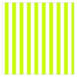 Vertical Stripes - White and Fluorescent Yellow Large Satin Scarf (Square)