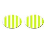 Vertical Stripes - White and Fluorescent Yellow Cufflinks (Oval)
