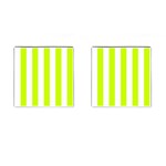 Vertical Stripes - White and Fluorescent Yellow Cufflinks (Square)