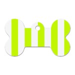 Vertical Stripes - White and Fluorescent Yellow Dog Tag Bone (Two Sides)