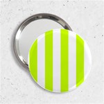 Vertical Stripes - White and Fluorescent Yellow 2.25  Handbag Mirror