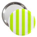 Vertical Stripes - White and Fluorescent Yellow 3  Handbag Mirror