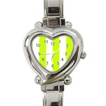 Vertical Stripes - White and Fluorescent Yellow Heart Italian Charm Watch