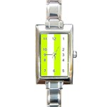 Vertical Stripes - White and Fluorescent Yellow Rectangle Italian Charm Watch