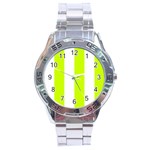 Vertical Stripes - White and Fluorescent Yellow Stainless Steel Analogue Watch