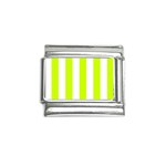 Vertical Stripes - White and Fluorescent Yellow Italian Charm (9mm)