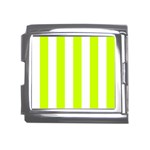 Vertical Stripes - White and Fluorescent Yellow Mega Link Italian Charm (18mm)