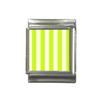 Vertical Stripes - White and Fluorescent Yellow Italian Charm (13mm)