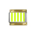 Vertical Stripes - White and Fluorescent Yellow Gold Trim Italian Charm (9mm)