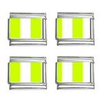 Vertical Stripes - White and Fluorescent Yellow 9mm Italian Charm (4 pack)