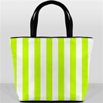 Vertical Stripes - White and Fluorescent Yellow Bucket Bag