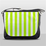 Vertical Stripes - White and Fluorescent Yellow Messenger Bag
