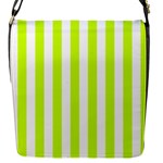 Vertical Stripes - White and Fluorescent Yellow Flap Closure Messenger Bag (S)