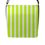 Vertical Stripes - White and Fluorescent Yellow Flap Closure Messenger Bag (L)
