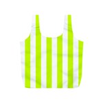 Vertical Stripes - White and Fluorescent Yellow Full Print Recycle Bag (S)