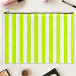 Vertical Stripes - White and Fluorescent Yellow Cosmetic Bag (XXXL)