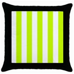 Vertical Stripes - White and Fluorescent Yellow Throw Pillow Case (Black)