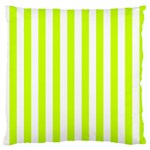 Vertical Stripes - White and Fluorescent Yellow Large Flano Cushion Case (One Side)