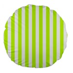 Vertical Stripes - White and Fluorescent Yellow Large 18  Premium Round Cushion