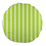 Vertical Stripes - White and Fluorescent Yellow Large 18  Premium Flano Round Cushion