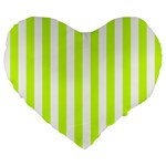Vertical Stripes - White and Fluorescent Yellow Large 19  Premium Flano Heart Shape Cushion