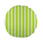 Vertical Stripes - White and Fluorescent Yellow Standard 15  Premium Flano Round Cushion