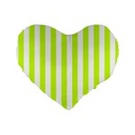 Vertical Stripes - White and Fluorescent Yellow Standard 16  Premium Heart Shape Cushion